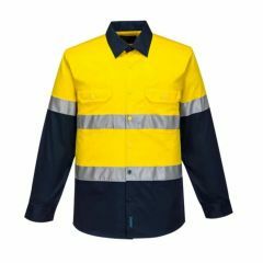 Portwest 2 Tone Vented Cotton Drill Reflective Shirt_ Yellow_Navy