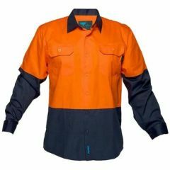 Portwest 2 Tone Vented Cotton Drill Shirt_ Orange_Navy_ Long Slee