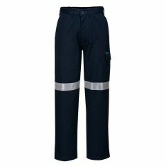 Portwest Cotton Drill Cargo Pants With Reflective Tape_ Navy
