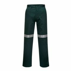 Portwest Cotton Drill Trousers With Reflective Tape_ Green