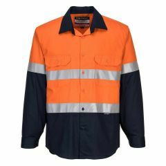 Portwest F_R Hi Vis Hoop Style Refl_ Cotton Drill Shirt_ Orange_N