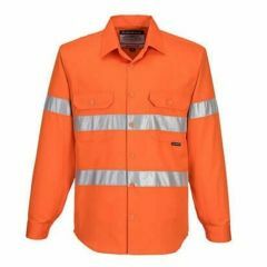Portwest HiVis Orange Cotton Drill Reflective Shirt _Hoop Style__