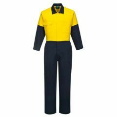 Portwest HiVis Two Tone Cotton Drill Coveralls_ Yellow_Navy