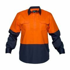 Portwest Hi Vis Vented Closed Front Cotton Drill Shirt_ Orange_Na
