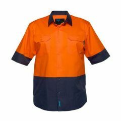 Portwest Hivis Lightweight Cotton Drill Shirt_ Orange_Navy_ Short