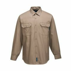 Portwest Long Sleeve Cotton Drill Business Shirt_ Khaki