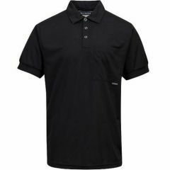 Portwest Micromesh Polo Shirt with Chest Pocket_ Short Sleeve_ Bl