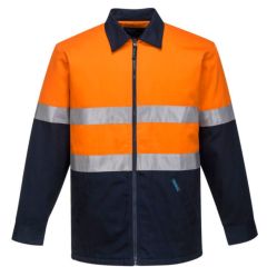 Portwest Quilted Hoop Style Refl Cotton Drill Jacket_ Orange_Navy