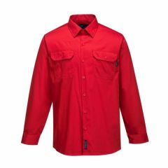 Portwest Ventilate Cotton Drill Shirt_ Red_ Long Sleeve
