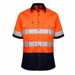 RITEMATE 2 Tone Vented Cotton Drill Reflective Shirt_ Orange_Navy