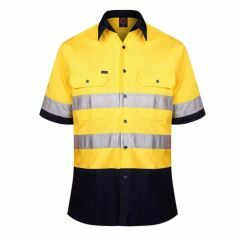 RITEMATE 2 Tone Vented Cotton Drill Reflective Shirt_ Yellow_Navy