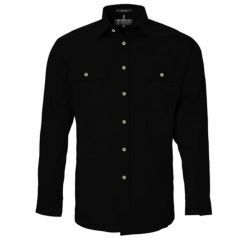 RITEMATE Mens Pilbara Open Front Long Sleeve Shirt_ Black