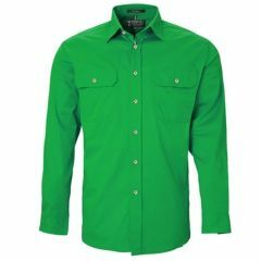 RITEMATE Mens Pilbara Open Front Long Sleeve Shirt_ Emerald