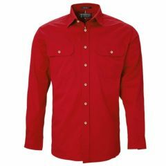 RITEMATE Mens Pilbara Open Front Long Sleeve Shirt_ Red