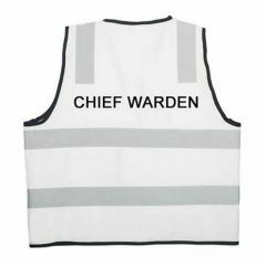 Reflective Polyester Vest _ White _ Chief Warden Print To Rear