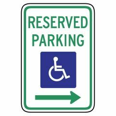 Reserved Parking _Disabled Picto and Left Arrow_ Sign