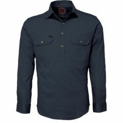 Ritemate Closed Front Cotton Drill Shirt_ Long Sleeve_ Navy