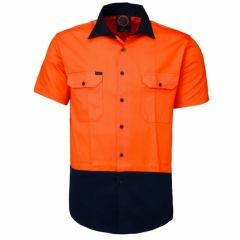 Ritemate HiVis 3_Way Ventilate Cotton Drill Shirt_ Orange_Navy_ S