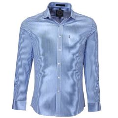 Ritemate Pilbara Men's Single Pocket_ Long Sleeve Shirt_ Blue_Whi