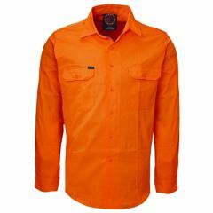 Ritemate Plain Lightweight Vented Cotton Drill Shirt_ Long Sleeve