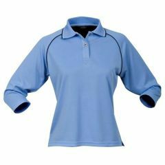 STENCIL 1140 Ladies Cool Dry Polo_ 3_4 Sleeve_ Bimini Blue