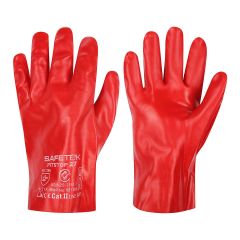 Safetek Pitstop Red PVC Single Dip Gloves _ 27cm