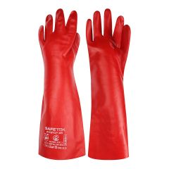 Safetek Pitstop Red PVC Single Dip Gloves _ 45cm