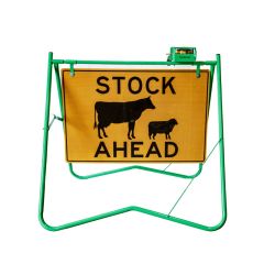Stock Ahead Sign_ Class 1 Reflective_ Aluminium_ w_ Metal Folding