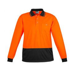 Syzmik ZH232 Unisex Basic Spliced Long Sleeve Polo_ Orange_Black