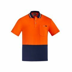Syzmik ZH435 Mens Cotton Short Sleeve Polo_ Orange_Navy