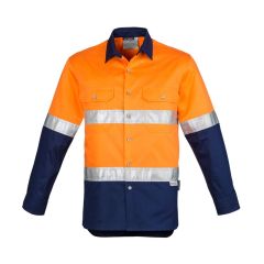 Syzmik ZW123 Mens Spliced Industrial Shirt _ Hoop Taped_ Orange_N