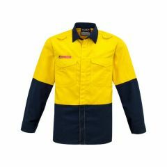 Syzmik ZW138 Mens FR Spliced Shirt_ Yellow_Navy