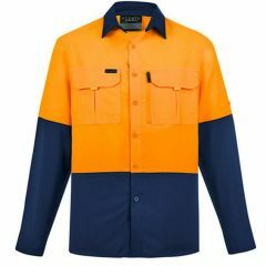 Syzmik ZW468 Mens 100gsm Polyester Ripstop Shirt_ Orange_Navy