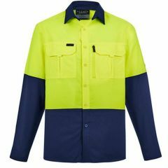 Syzmik ZW468 Mens 100gsm Polyester Ripstop Shirt_ Yellow_Navy