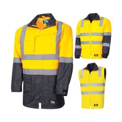 TRU 6 in 1 Rain Jacket with TruVis Reflective Tape_ Yellow_Navy
