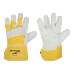 Terrier Yellow_Grey Split Leather Gloves