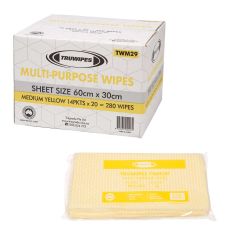 Truwipes Medium Duty Wipes_ 60x30cm_ Yellow_ Carton of 280 Wipes 