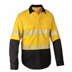 Tuffa CFV101 Closed Front Shirt_ PPE1 Flame Resistant_ Yellow_Nav
