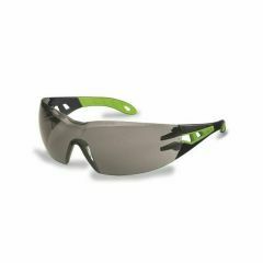 UVEX PHEOS Safety Glasses_ Black_Green Frame_ Smoke HC_AF Lens