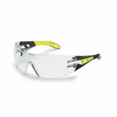 UVEX PHEOS Safety Glasses_ Black_Lime Frame_ Clear THS Lens _Narr