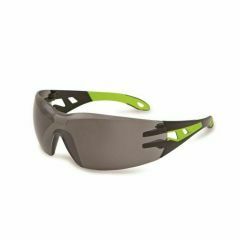 UVEX PHEOS Safety Glasses_ Black_Lime Frame_ Grey THS Lens _Narrow Profile_