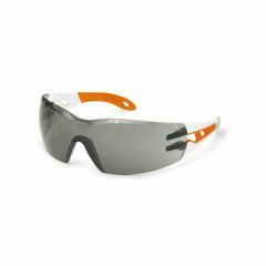 UVEX PHEOS Safety Glasses_ White_Orange Frame_ Smoke HC_AF Lens _Narrow Profile_