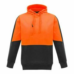 Unisex Hi Vis Textured Jacquard Full Zip Hoodie Orange Charcoal