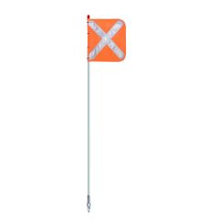 VSF 1_5m Non_LED 1PCE White Pole w_ Orange X Flag _ Quick Rel 