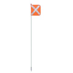 VSF 2_0m Non_LED 1PCE White Pole w_ Orange X Flag _ Quick Rel 