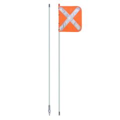 VSF 2_5m Non_LED 2PCE White Pole w_ Orange X Flag _ Quick Rel 
