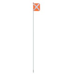 VSF 3_0m Non_LED 1PCE White Pole w_ Orange X Flag _ Quick Rel 