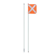 VSF 3_0m Non_LED 2PCE White Pole w_ Orange X Flag _ Quick Rel 