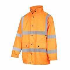 WORKIT Lightweight Hi Vis X Back Rail Taped Rain Jacket_ Orange