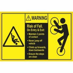 Warning Risk Of Fall on Exit or Entry Maintain 3 Points of Contac